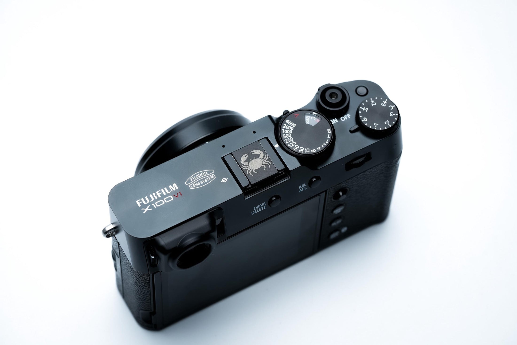 Hotshoe cover krabdesign – zwart aluminium – compatibel met Fujifilm X100VI & Leica M by Unseend