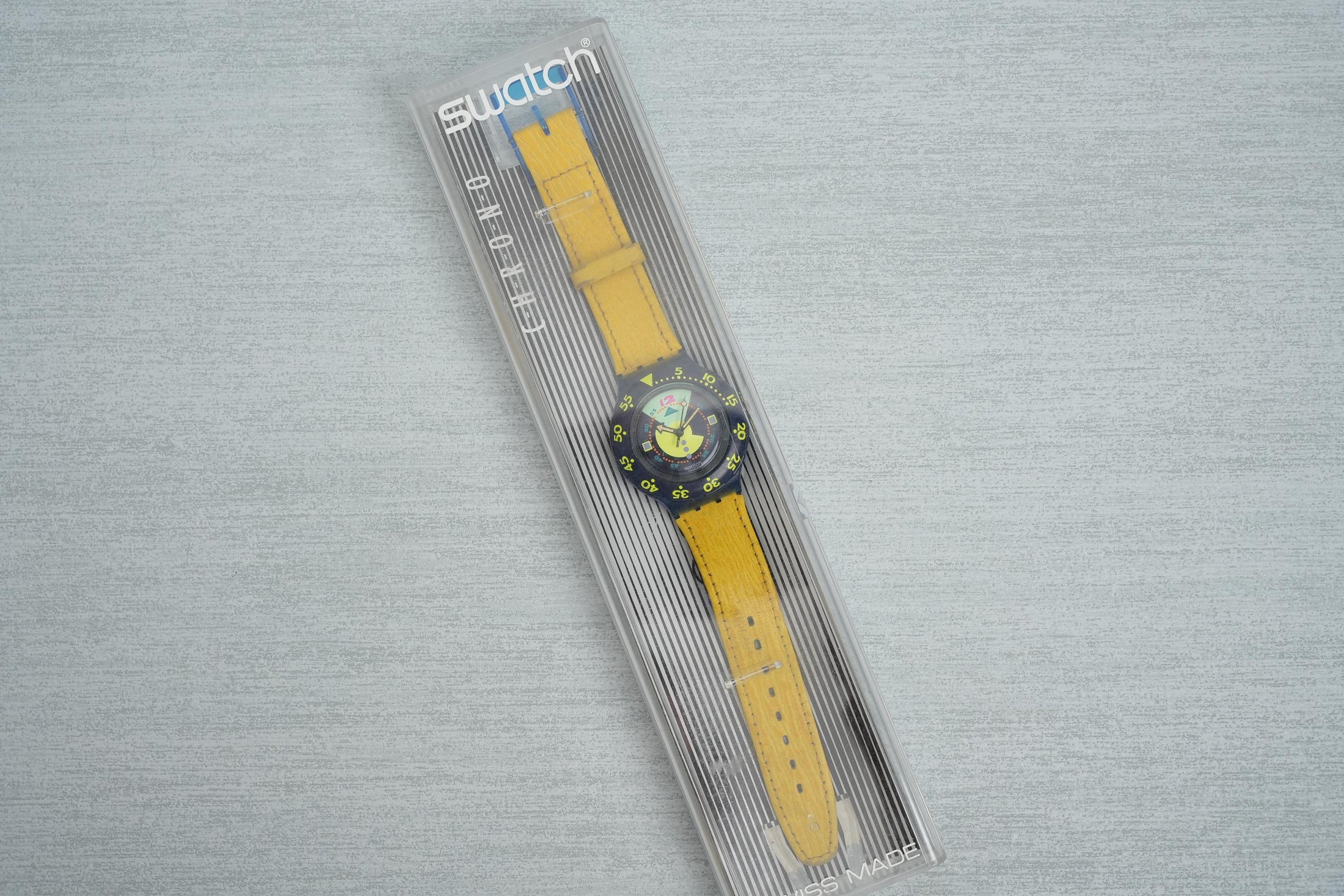Swatch Scuba 200 "Divine" SDN102 – Vintage Dive Watch 1990 with Yellow Leather Strap
