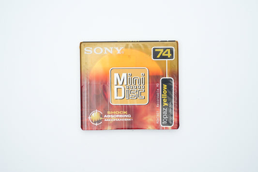 Sony MiniDisc 74 minutes Topaz Yellow – Shock Absorbing Mechanism – Vintage New in Packaging