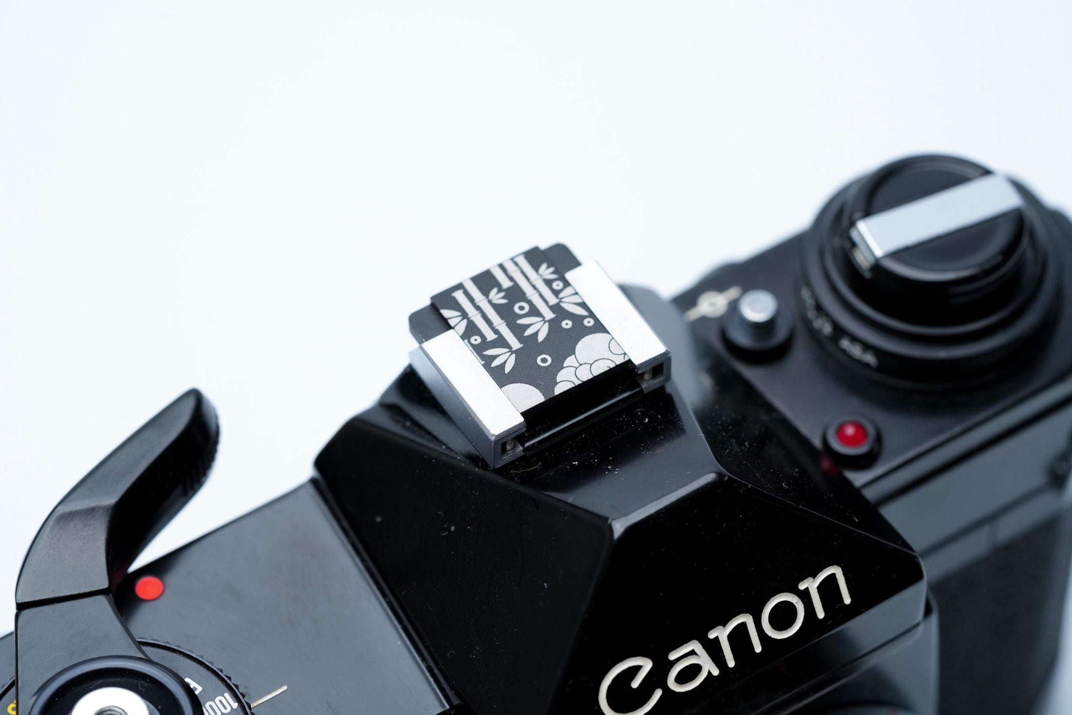 Bamboo Forest flitsschoendeksel – Japans design – gelaserd aluminium – zwart gecoat