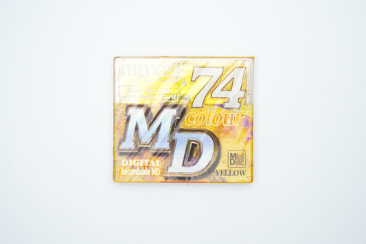 Maxell MiniDisc 74 minutes Yellow – Digital Recordable MD New in Packaging – Retro Audio Collector's Item