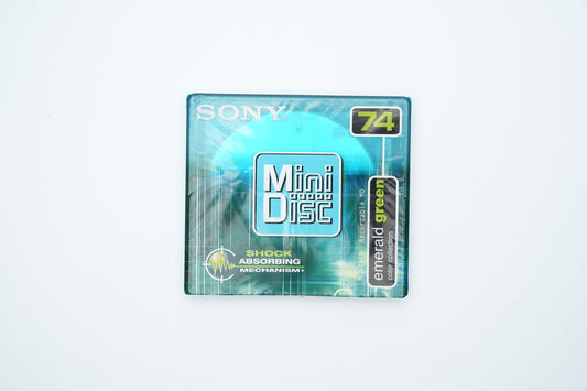 Sony MiniDisc 74 minutes Emerald Green – Shock Absorbing Mechanism – Vintage New in Packaging