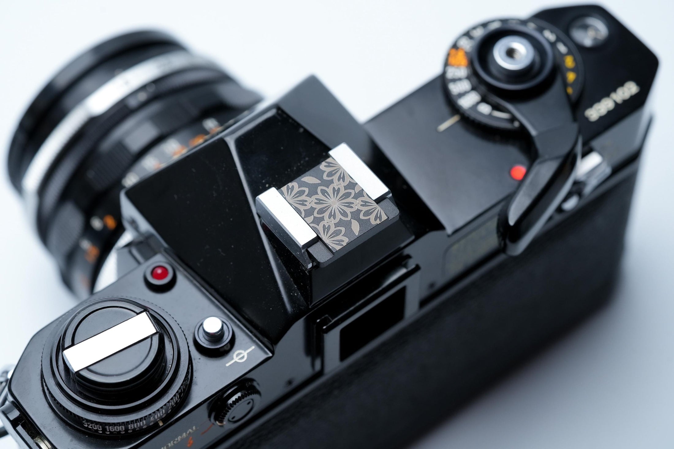 Flitsschoendeksel – Bloemenpatroon – blossom design – gelaserd aluminium – zwart gecoat