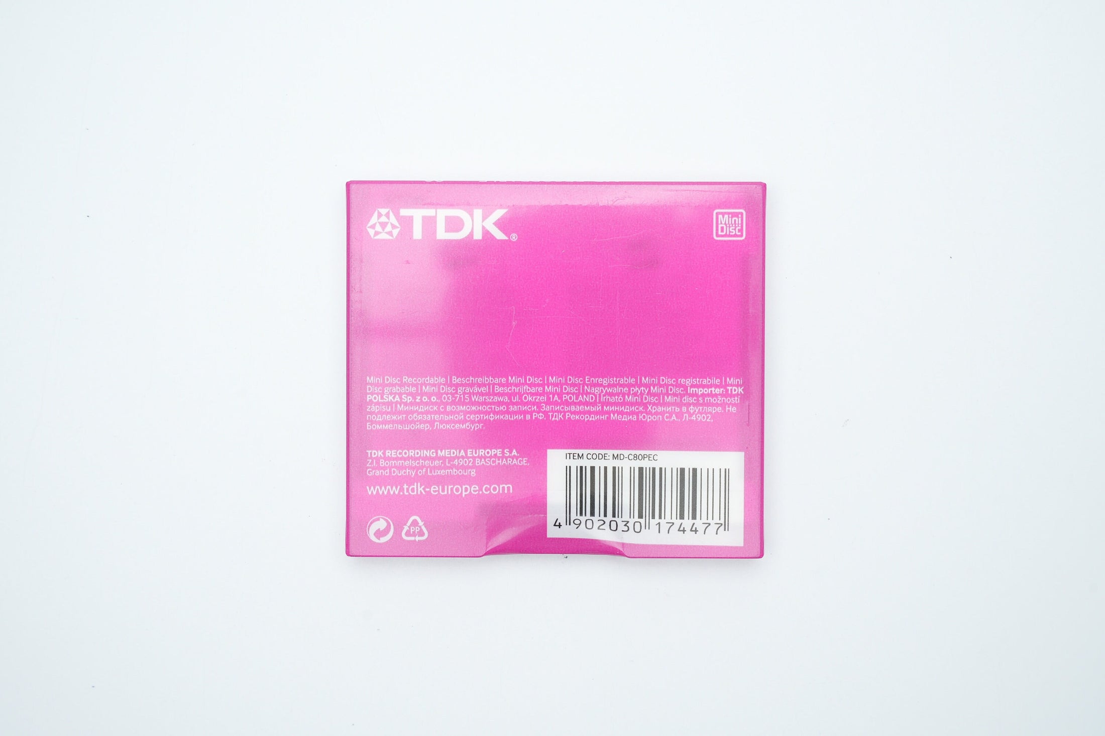 TDK MiniDisc 80 minutes Pink – Recordable MD New in Packaging – Rare Vintage