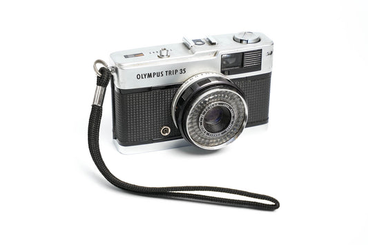 Originele Olympus Trip 35 polsband – zwart textiel | Vintage camerariem voor Olympus Pen EE & Trip-serie