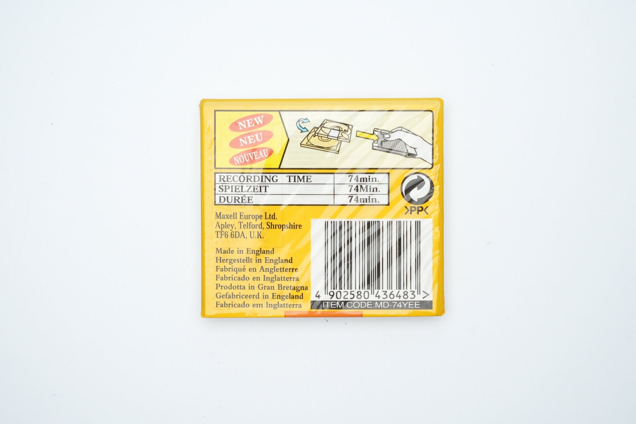 Maxell MiniDisc 74 minutes Yellow – Digital Recordable MD New in Packaging – Retro Audio Collector's Item