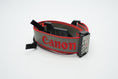 Load image into Gallery viewer, Vintage Canon camera strap gray with red | Vintage cameraband | Canon 80s

