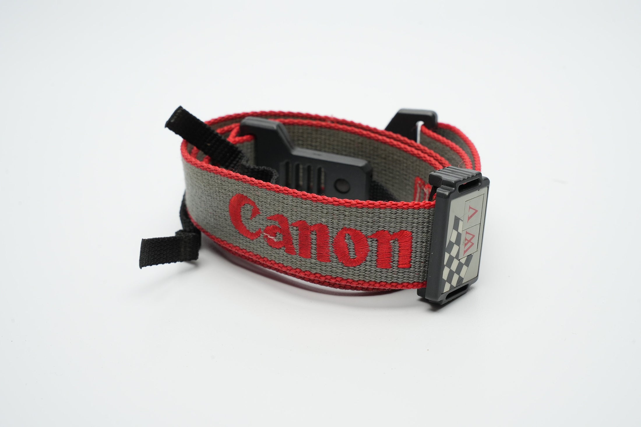 Vintage Canon camera strap gray with red | Vintage cameraband | Canon 80s