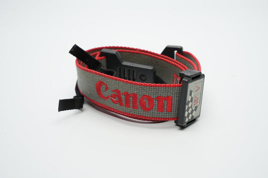 Vintage Canon camera strap gray with red | Vintage cameraband | Canon 80s