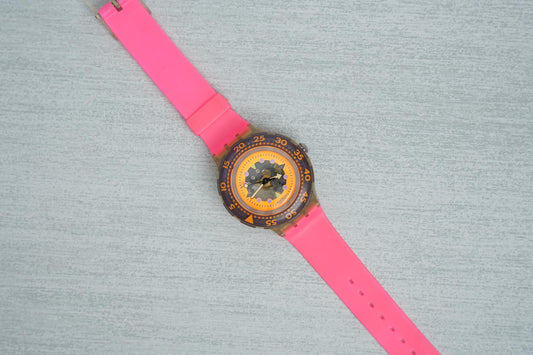 Swatch Scuba 200 "Hippocampus" SDK103 – 1991 Vintage Diving Watch with Pink Strap