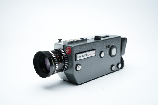 Leitz Leicina Super – Super 8 camera – 1970s – f/1.9 Vario 8–64mm lens – originele leren tas & handleiding