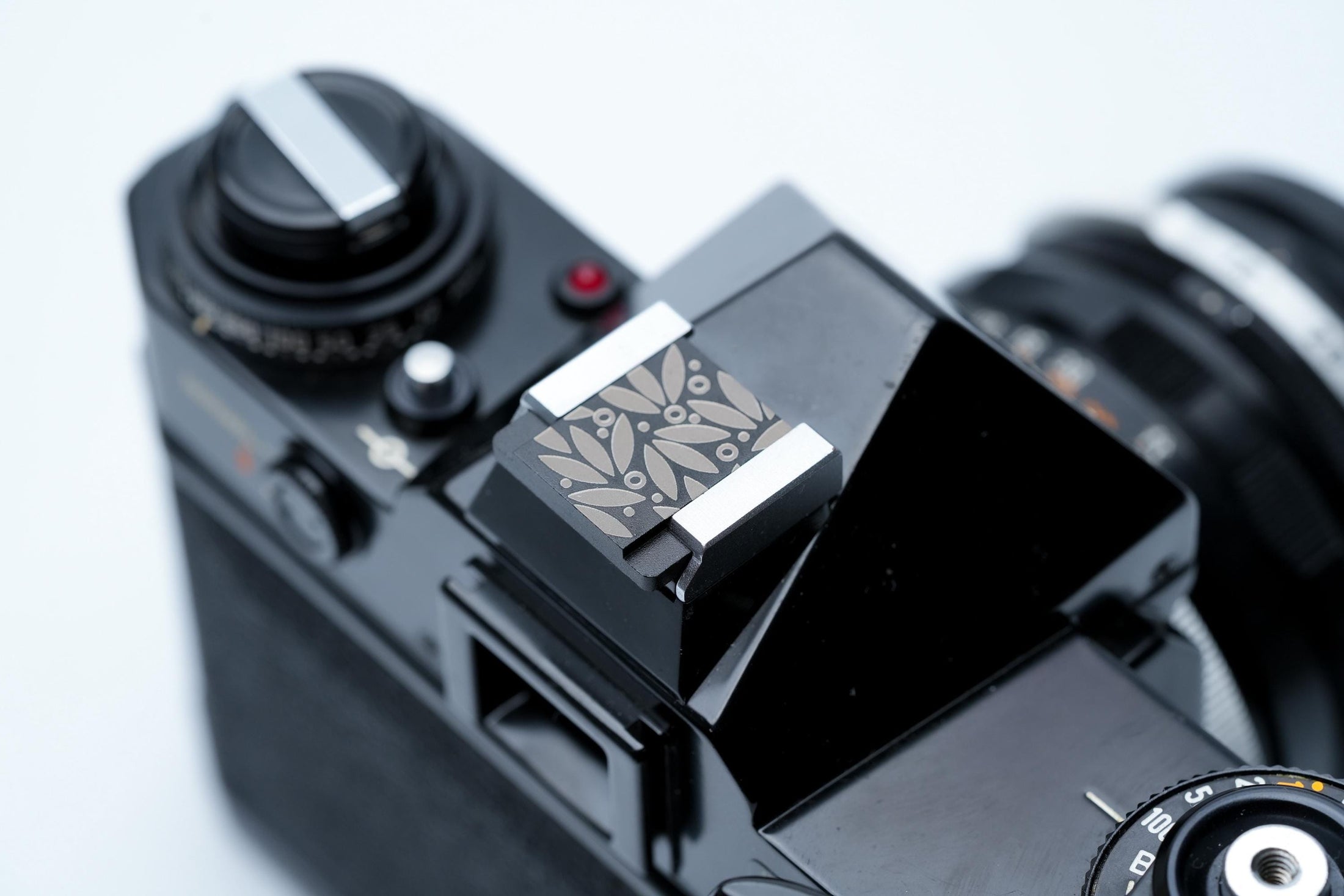 Bamboo Leaves flitsschoendeksel – gelaserd aluminium – zwart gecoat – minimalistisch Japans bladmotief